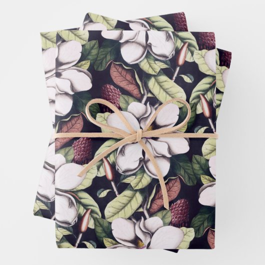 Magnolia Flowers Pattern Inpakpapier Vel (In situ)