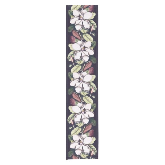 Magnolia Flowers Pattern Korte Tafelloper (Voorkant)
