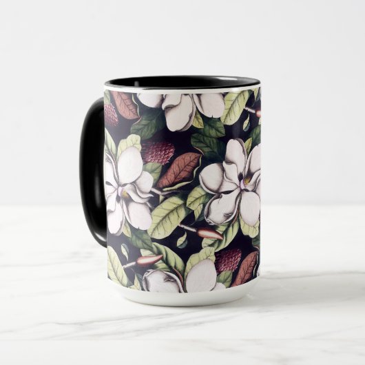 Magnolia Flowers Pattern Mok (Voorkant links)