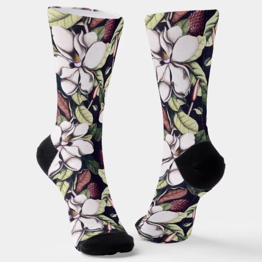 Magnolia Flowers Pattern Sokken (Gebogen)