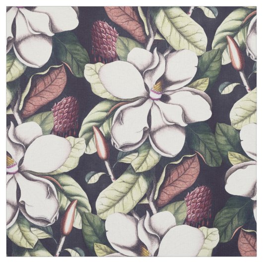 Magnolia Flowers Pattern Stof (Swatch)