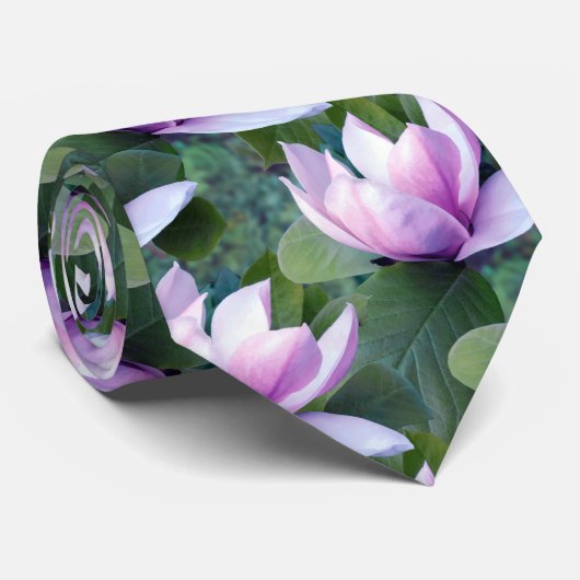 Magnolia Flowers Pattern Stropdas (Opgerold)