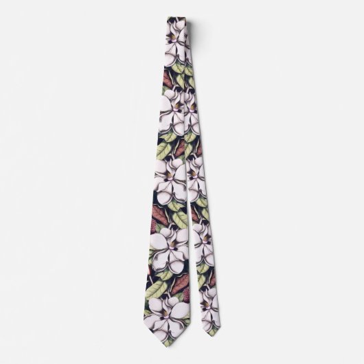 Magnolia Flowers Pattern Stropdas (Voorkant)