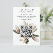 Magnolia Flowers RSVP QR-code Informatiekaartje (Staand voorkant)