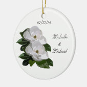 Magnolia Flowers Save the Date Wedding Ornament (Links)