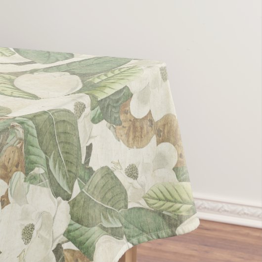 Magnolia Flowers White & Gold Floral Tablecloth Tafelkleed (Voorbeeld)
