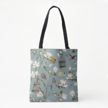 Magnolia gaarde met uilen in eendenei-blauw