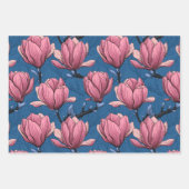 Magnolia garden on blue inpakpapier vel (Voorkant)