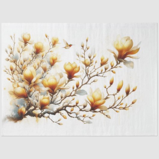 Magnolia Geel Decoupage Weefsel Papier (Voorkant)