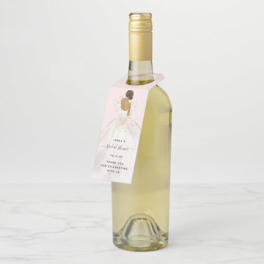 Magnolia geïllustreerde bruid Bruidsfeest fles Ha Flessenhanger (Schuin)