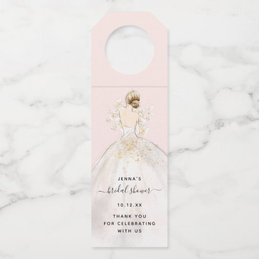 Magnolia geïllustreerde bruid bruidssalon fles Ha Flessenhanger (Voorkant)