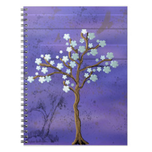 Magnolia Geïnspireerde boom met blauwe achtergrond Notitieboek