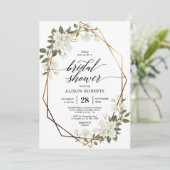 Magnolia geometrisch lijst bruids doucheuitnodigin kaart (Staand voorkant)