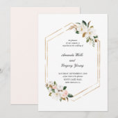 Magnolia geometrische Romance bruiloft uitnodiging (Voorkant / Achterkant)