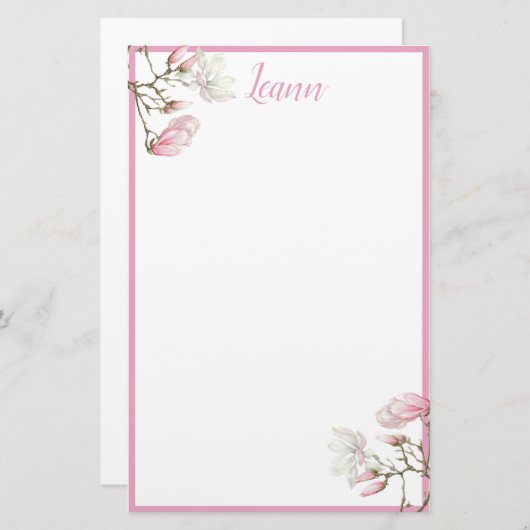 Magnolia gepersonaliseerd briefpapier (Voorkant / Achterkant)
