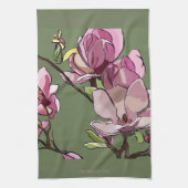 Magnolia geschilderde keukenhanddoek (Verticaal)