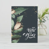 Magnolia Gold Confetti | Happy New Year Flat Feestdagenkaart (Staand voorkant)