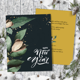 Magnolia Gold Confetti   Happy New Year Flat Feestdagenkaart