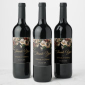 Magnolia Gold en Black Floral Hartelijk dank Wijn Etiket (Flessen)