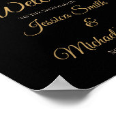 Magnolia Gold en Black Floral Wedding Invitation Poster (Hoek)