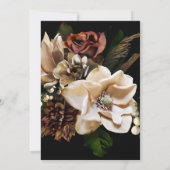 Magnolia Gold en Black Floral Wedding Kaart (Achterkant)