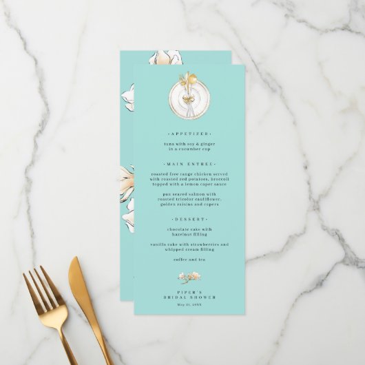 Magnolia Gold Tafel Instelling Trouwmenu Menu (Voorkant / Achterkant in situ)