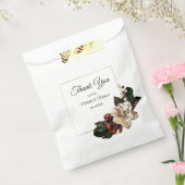 Magnolia Goud en Zwarte Bloemige Dank Je Bedankzakje (Gezegeld)
