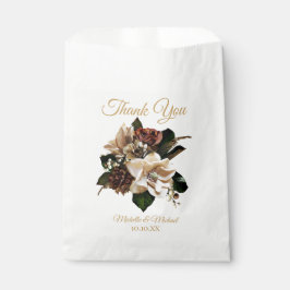 Magnolia Goud en Zwarte Bloemige Dankjewelfavoriet Bedankzakje