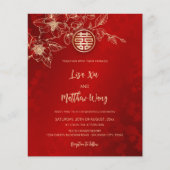 Magnolia Goud Rood Chinees Bruiloft Flyer (Voorkant)