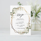 Magnolia gouden geometrisch lijst RSVP (Staand voorkant)