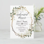 Magnolia gouden geometrische lijst repetitie diner kaart (Staand voorkant)