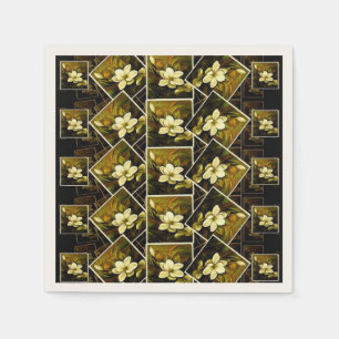 Magnolia Grandiflora Elegant Framed Mashup Napkins Servet