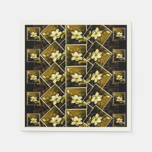 Magnolia Grandiflora Elegant Framed Mashup Napkins Servet (Voorkant)