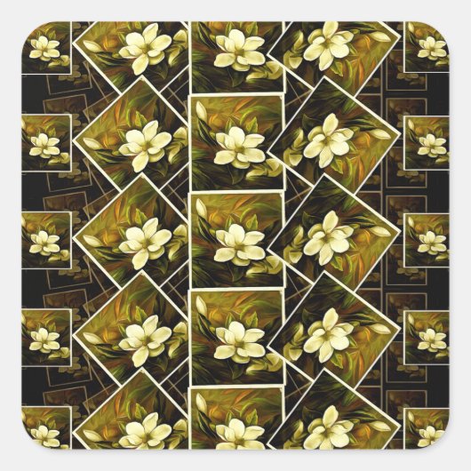  Magnolia Grandiflora Remixed in Lijsten Vierkante Sticker (Voorkant)