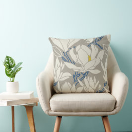 Magnolia graphic in gray pattern kussen
