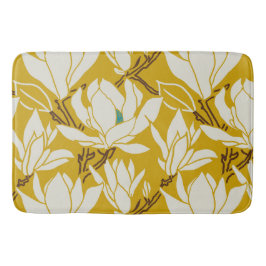 Magnolia graphic in mustard pattern badmat
