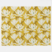 Magnolia graphic in mustard pattern fleece deken (Voorkant (Horizontaal))