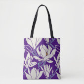 Magnolia graphic in violet pattern tote bag (Voorkant)