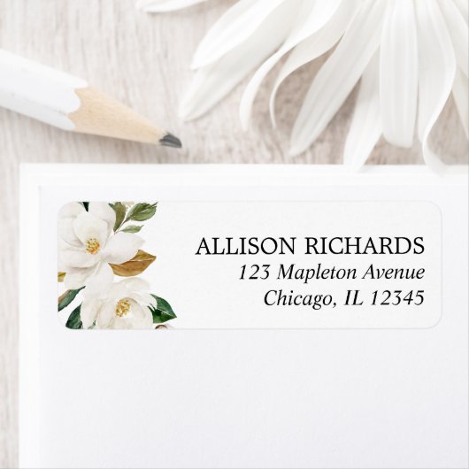 Magnolia greenery white crème florale waterverven etiket (Insitu)