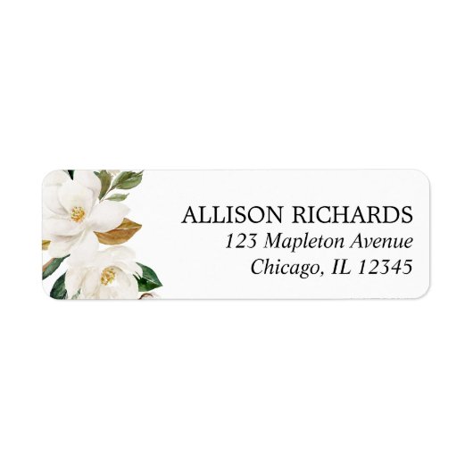 Magnolia greenery white crème florale waterverven etiket (Voorkant)