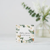 Magnolia Greenery Wreath Script Typography Square Vierkante Visitekaartje (Staand voorkant)