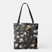Magnolia Grove with Owls in Black Tote Bag (Achterkant)