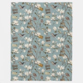 Magnolia Grove with Owls in Duck egg blue Fleece Deken (Voorkant)