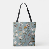 Magnolia Grove with Owls in Duck egg blue Tote Bag (Achterkant)