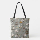Magnolia Grove with Owls in Laurel Green Tote Bag (Achterkant)