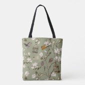 Magnolia Grove with Owls in Sage Green Tote Bag (Achterkant)
