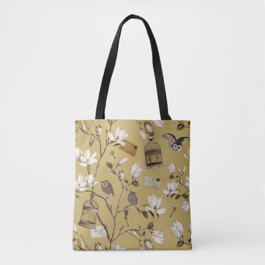 Magnolia Grove with Owls in Yellow Tote Bag (Voorkant)