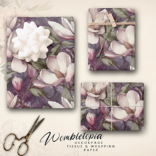 Magnolia Handgeschilderde Floral Art Paarse Inpakpapier Vel