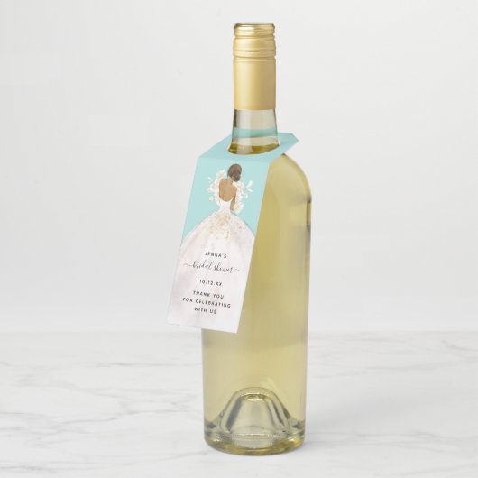 Magnolia Illustrated Bride Vrijgezellenfeest Bottl Flessenhanger (Schuin)