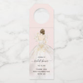 Magnolia Illustrated Bride Vrijgezellenfeest Bottl Flessenhanger (Voorkant)